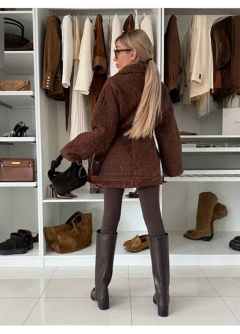 Коричневое демисезонное Пальто тедди No Brand