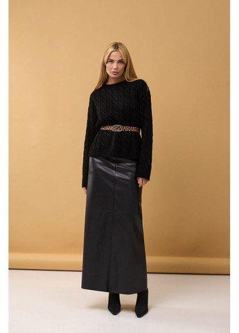 Чорний джемпер з косами 2425 чорний Triko Bakh