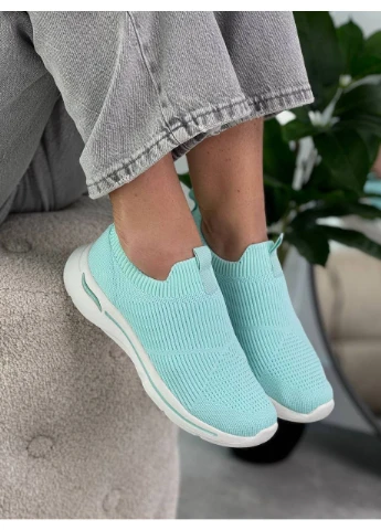 Зеленые текстильные мокасины No Brand