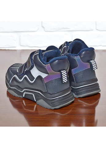 Синие спортивные, повседневные осенние демисезонные утепленные ботинки на липучках хайтопы на флисе для мальчика вистеп Weestep