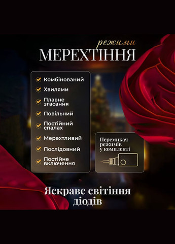 Гірлянда-штора Зірки розмір 3*0,7 м 12 фігур, жовтий GarlandoPro (324070624)
