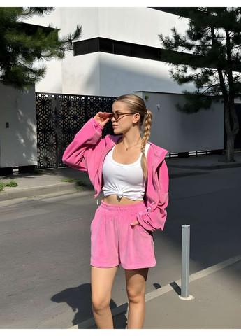 Велюровий костюм шорти + кофта з капюшоном на літо осінь, лимонний жіночий костюм з велюру... Україна (355059367)