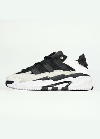Чорно-білі Осінні кросівки чоловічі і жіночі adidas niteball black white | адідас найтбол чорні білі No Brand