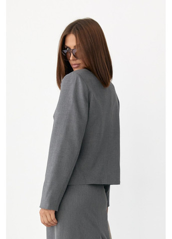 Серый женский укороченный женский жакет без воротника Lurex - демисезонный