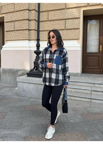 Жіноча стильна картата сорочка з джинсовими вставками Україна (358934429)