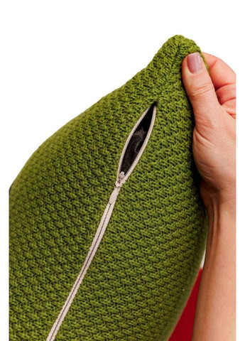 Декоративна в'язана подушка Зелений Бука 45х45 см для інтер'єру подарунок новорічний декор ProDobro (369365267)