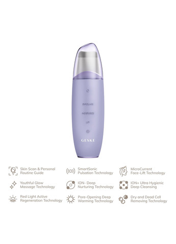Микротоковый скраббер для кожи и устранение черных точек MicroCurrent Skin Scrubber&Blackhead Remover 9в1 purple GESKE (341525871)