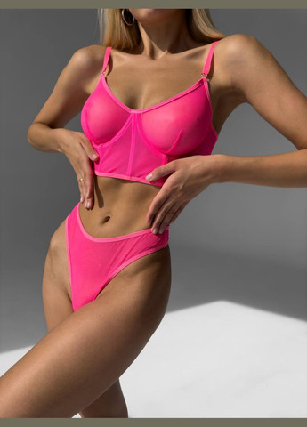 Розовый демисезонный соблазнительный комплект женского нижнего белья No Brand