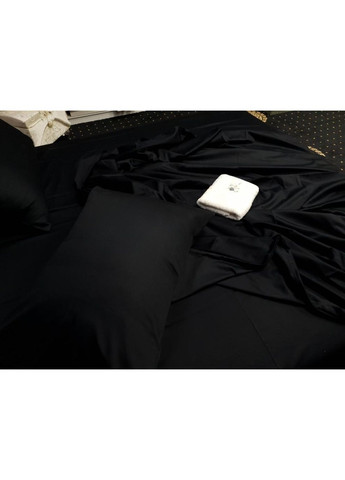 Постільна білизна з резинкою Чорний, сатин PREMIUM Сімейний розмір, наволочки 50/70 No Brand (363191393)