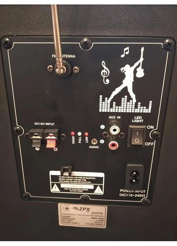 Колонка Bluetooth ZPX ZX-7772 на акумуляторі з бездротовим мікрофоном USB Bluetooth FM TWS пульт ДУ 350 Вт Чорний Zephir (370606443)