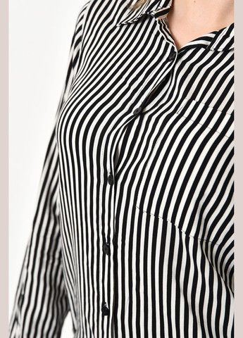 Сорочка жіноча в смужку чорного кольору Let's Shop (293765160)