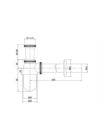 Сифон для раковины SIPHON-01 без выпуска (под донный клапан) без ревизии (Цвет хром) 1 1/4'' (AC3572) Champion (341331710)