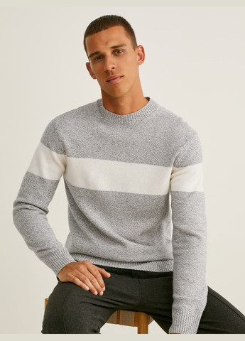 Серый демисезонный свитер в составе с шерстью C&A