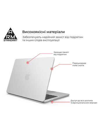 Накладка Matte Shell для MacBook Air 13.6 M4/M3/M2 (A3240/A3113/A2681) White (ARM76106) ArmorStandart (343048461)
