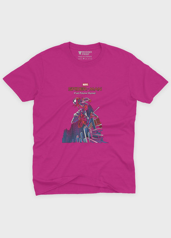 Рожева демісезонна футболка для дівчинки з принтом супергероя - людина-павук (ts001-1-fuxj-006-014-041-g) Modno