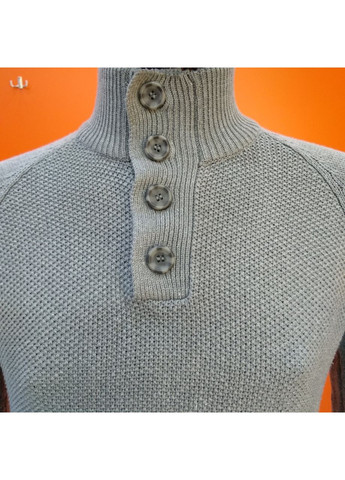 Серый демисезонный свитер мужской стойка ворот на пуговицах джемпер однотонный Just