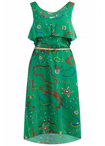 Зеленое кэжуал платье s19-14033-500 а-силуэт Finn Flare с рисунком