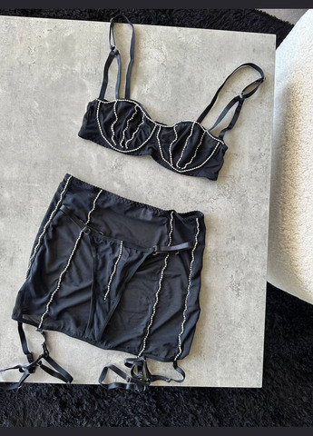 Черный комплект эротического белья Domino