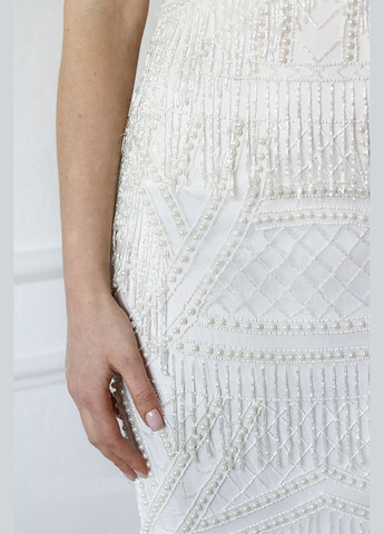 Білий сукня міді з бахромою і перлової обробкою design Asos