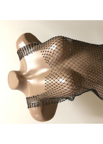 Черное женское прозрачное сеточное платье со стразами пеньюар No Brand