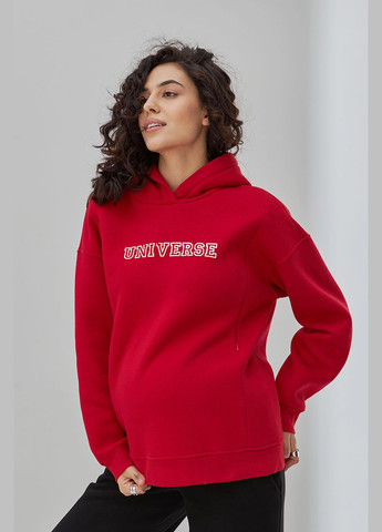 Комфортне худі для вагітних і годуючих з начосом червоне Юла мама (305214852)