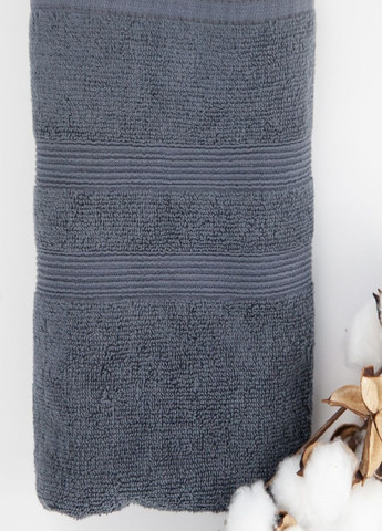 Рушник 70х140 см махровий сірий щільність 500 г/м2 ТЕП смужка сірий