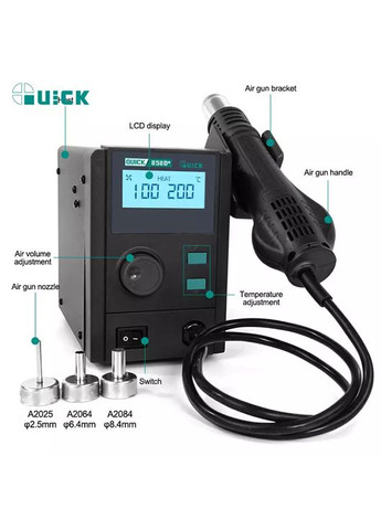 Термовоздушная паяльная станция 858D+ 750 Вт/100-500°С/30 л/мин Quick (317204207)