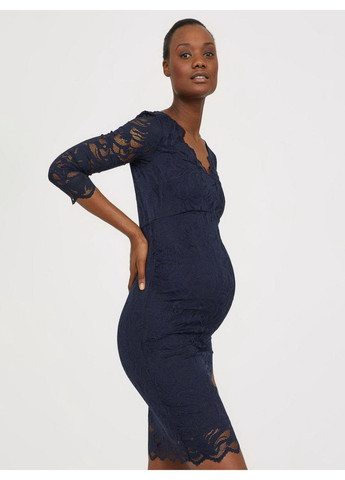 Темно-синя вечірня сукня для вагітних H&M однотонна