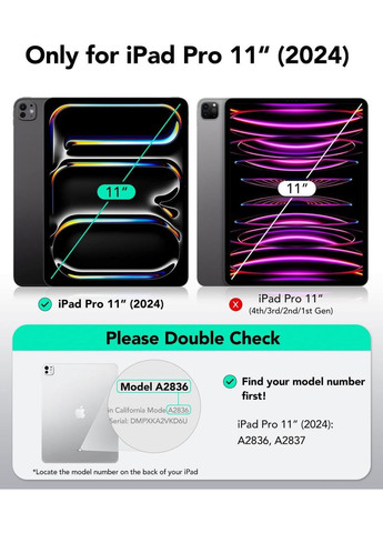 Чохол для iPad Pro 11" з тримачем для стилусу, знімним магнітним чохлом, вертикальною підставкою, для планшету темно-синій ESR (364273417)