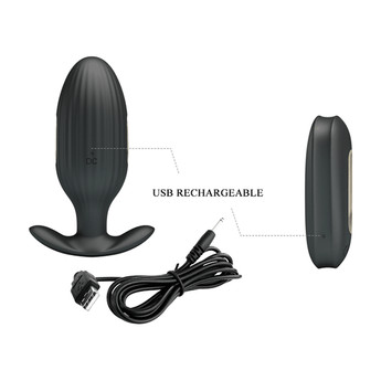 Анальна пробка з вібрацією та електростимуляцією з пультом керування Electro STYM Vibrator LyBaile (317747856)