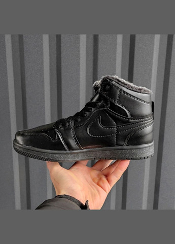 Чорні Зимовий кросівки зимові чоловічі nike air jordan 1 winter high black fur | найк аір джордан 1 високі чорні з хутром No Brand