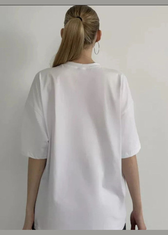 Футболка жіноча біла оверсайз з принтом No Brand - (340111623)