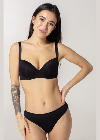 Чёрный корбей гладкий бюстгальтер пуш-ап Brabrabra с косточками