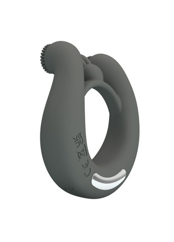 Виброкольцо со стимулирующими выступами Dahlia и ушками, серое Pretty Love (361670015)