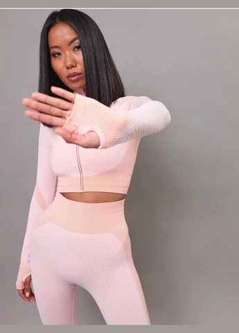 Спортивний костюм трійка (рашгард, топ та легінси) помаранчево-рожевого кольору, розмір S Trends (330756893)