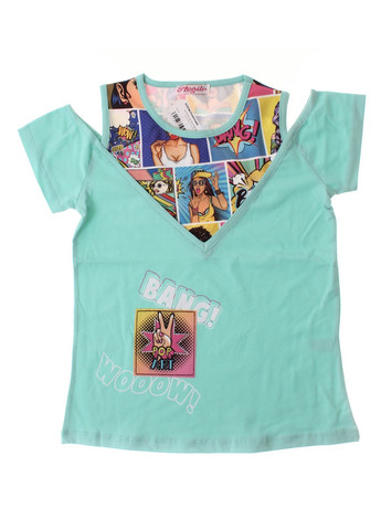 Зелена літня футболка 9204 мятний Monili