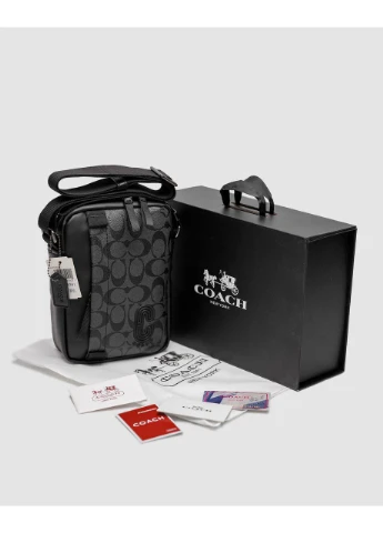 Чоловіча Барсетка Шкіряна Чорна Коуч Брендова Базова Сумка Coach Crossbody Seli No Brand (392698894)