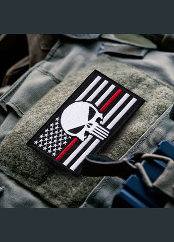 Набор шевронов 2 шт. с липучкой Череп Карателя Флаг США красная полоска, пожарный 5х8 см, патч нашивка IDEIA (300229097)