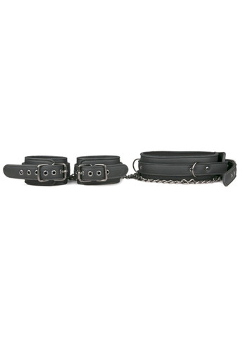 Ошейник с поножами, черный Leather Collar With Anklecuff EasyToys (290850973)