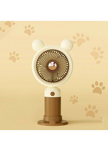 Ручной аккумуляторный мини вентилятор с ушками подставкой для телефона 3 режимами зарядка USB Коричневый No Brand (361385285)