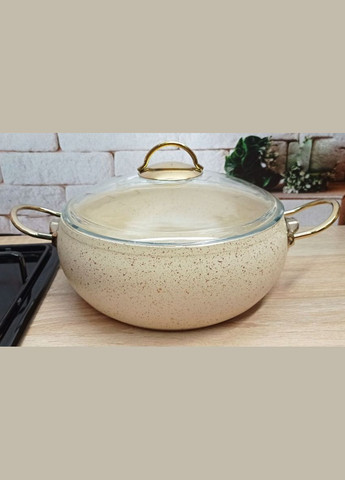 Кастрюля O.M.S. Collection 3141 с гранитным покрытием с крышкой 20 см 2,5 л Слоновая кость (Турция) No Brand (317185929)