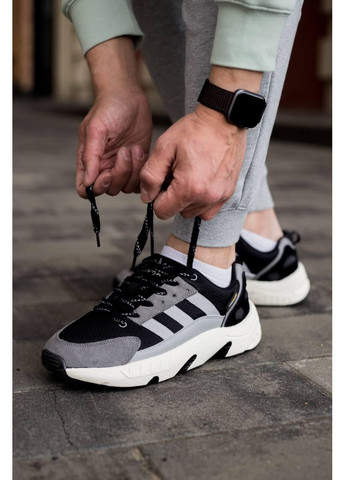 Серые демисезонные кроссовки мужские adidas zx 22 boost black white grey адидас zx 22 изи буст No Brand