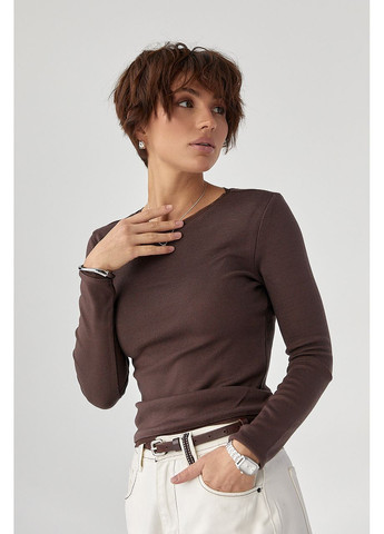 Однотонний лонгслів з сітчастою окантовкою Lurex (369776103)