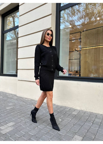 Жіночий в'язаний костюм зі спідницею та жакетом-кардиганом MonCher (363849297)