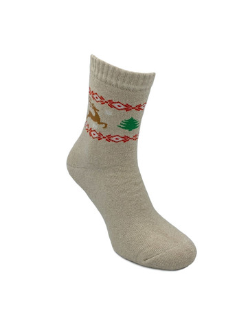 Комбинированные носки женские, махровые, высокие. олень с орнаментом. набор из 3 пар. цвет: цветной микс Крокус новогодние (366249255)