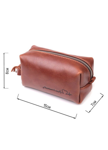 Косметичка з натуральної шкіри з ручкою на блискавці для дрібниць Світло-коричнева (sku_16762) No Brand (328922128)
