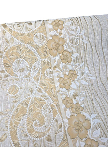 Шпалери вінілові 10.05×0.53 м Слов’янські шпалери 5763-05, бежеві без підбору в спальню, вітальню, коридор, зал Слов'янські шпалери (340275301)