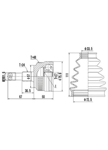 ШРКШ со смазкой в комплекте ШАРНИРНЫЙ КОМПЛЕКТ MERCEDES A (W168) 97-04 ВНЕШН. 2710-1434 PROfit (368533151)