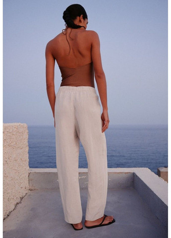 Жіночі звужені штани з лляної суміші Н&М (56945) L Світло-бежеві H&M (291118596)