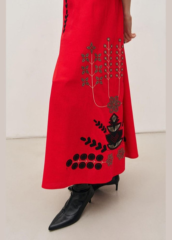 Комбінована сукня вишиванка жіноча червона mkrm4110-1 Modna KAZKA (336933928)